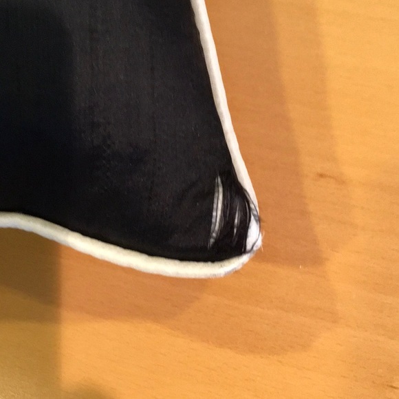 Black/ivory raw silk accent pillow, oblong - Picture 6 of 6